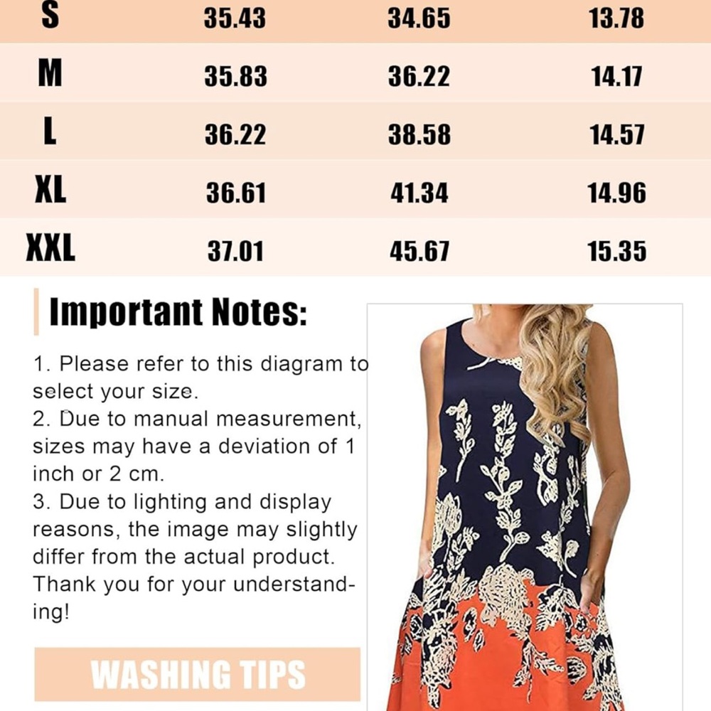 Navy and Orange Floral Dress - XXL - Picture 5 of 5